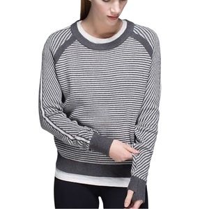 Lululemon Devi crew gray heathered striped cotton sweater
